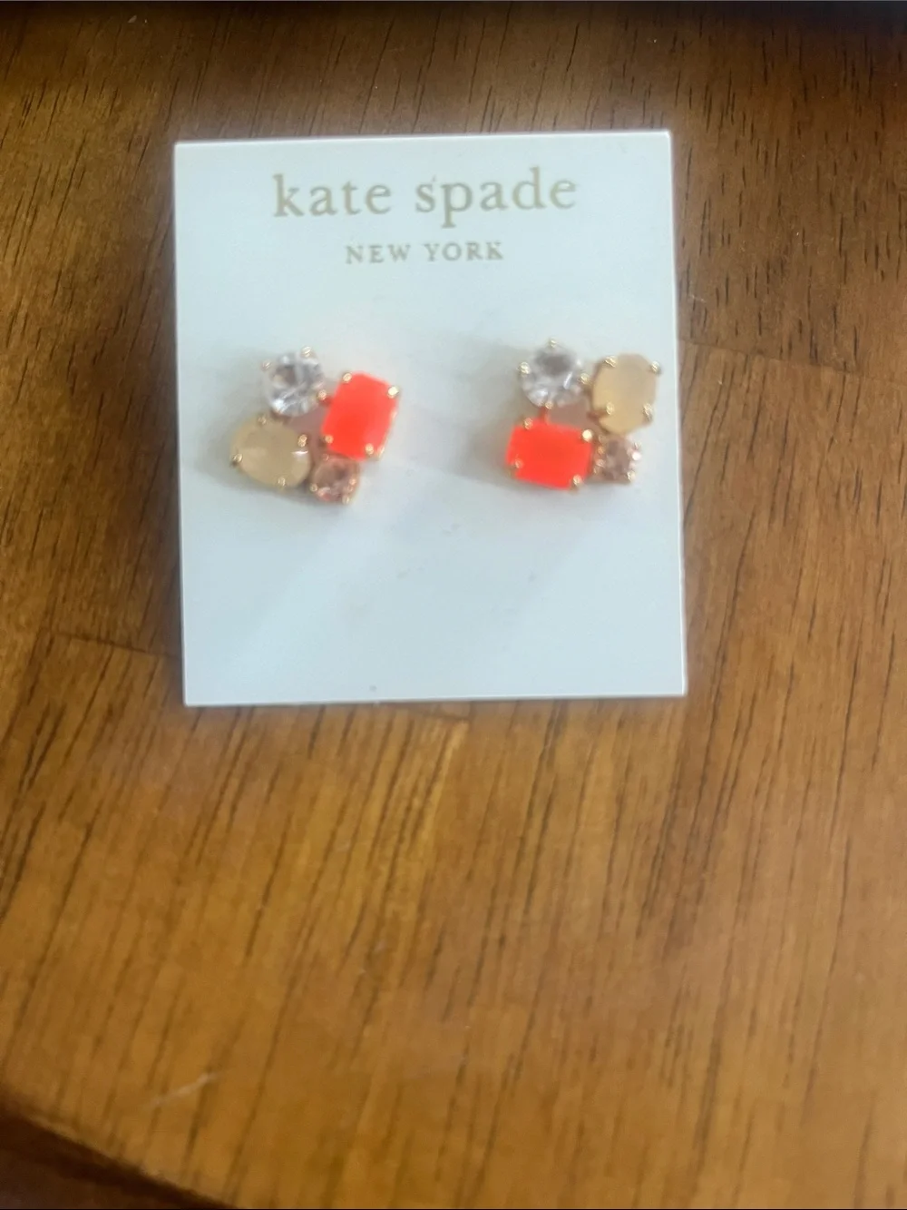 kate spade Kids Neon Orange & Gold Cluster Stud Earrings